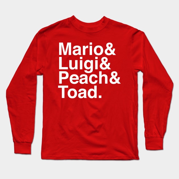 Helvetica Mario Video Game Characters Long Sleeve T-Shirt by Carl Cordes